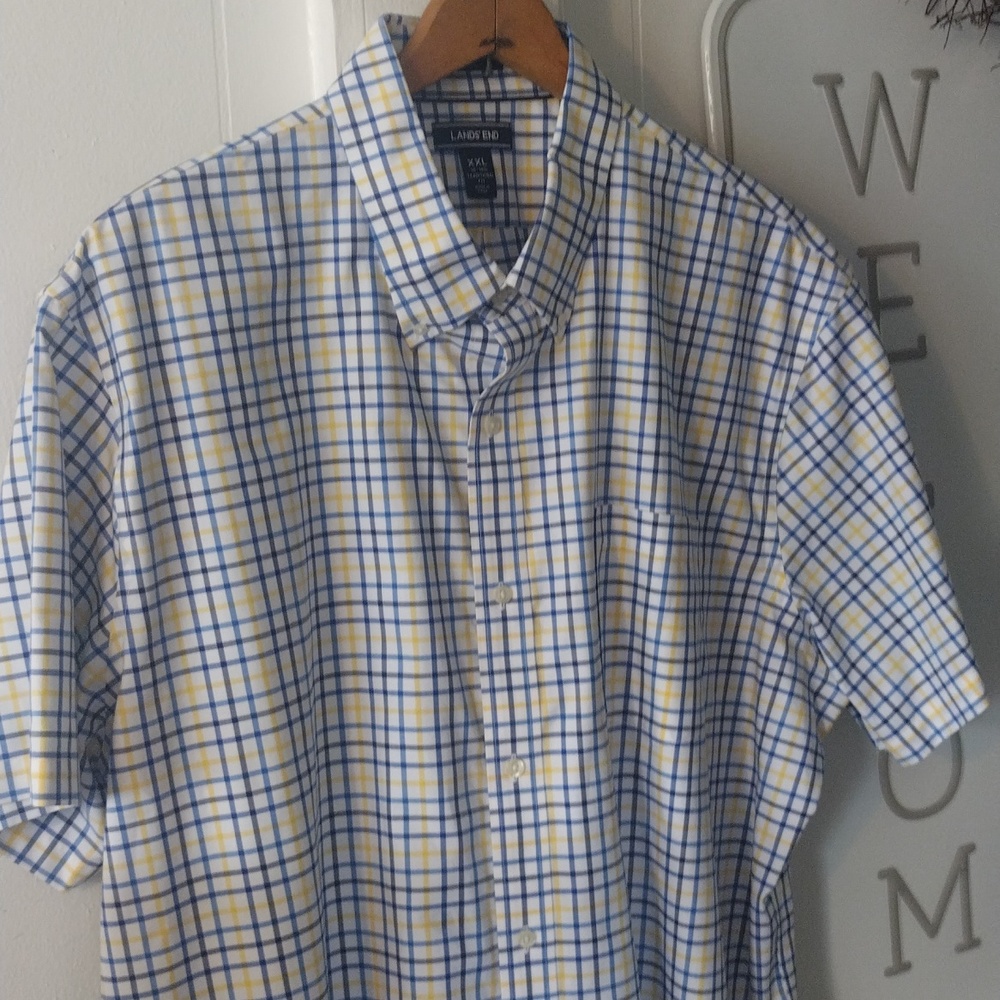 Land End New With our tag men's short sleeve button down shirt